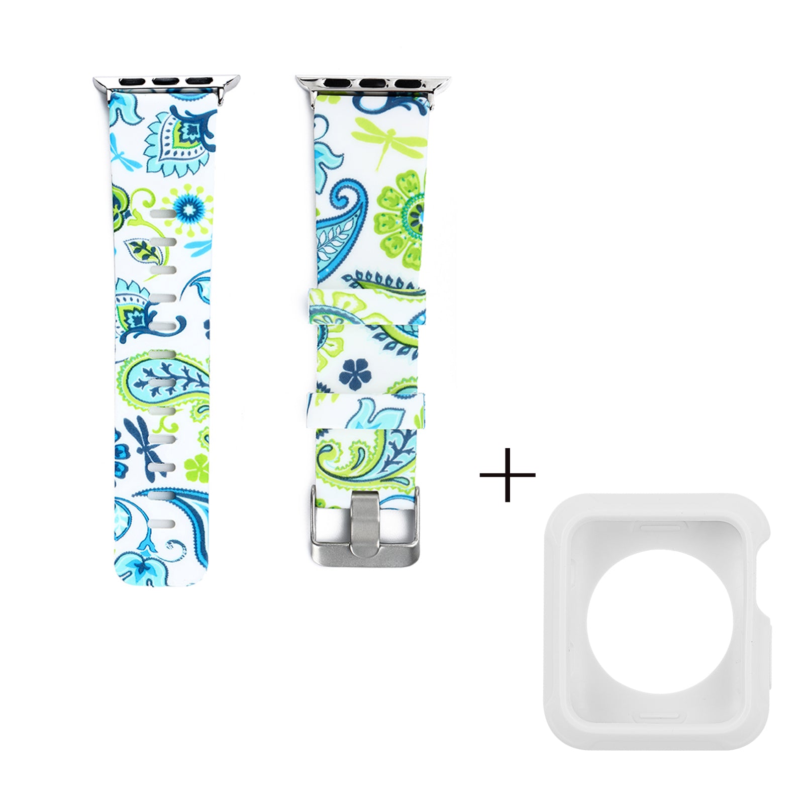 For Apple Watch Series 1 2 3 38mm Replacement Strap with White TPU Case Pattern Printed Silicone Watchband For Apple Watch Series 1 2 3 38mm Replacement Strap with White TPU Case Pattern Printed Silicone Watchband
